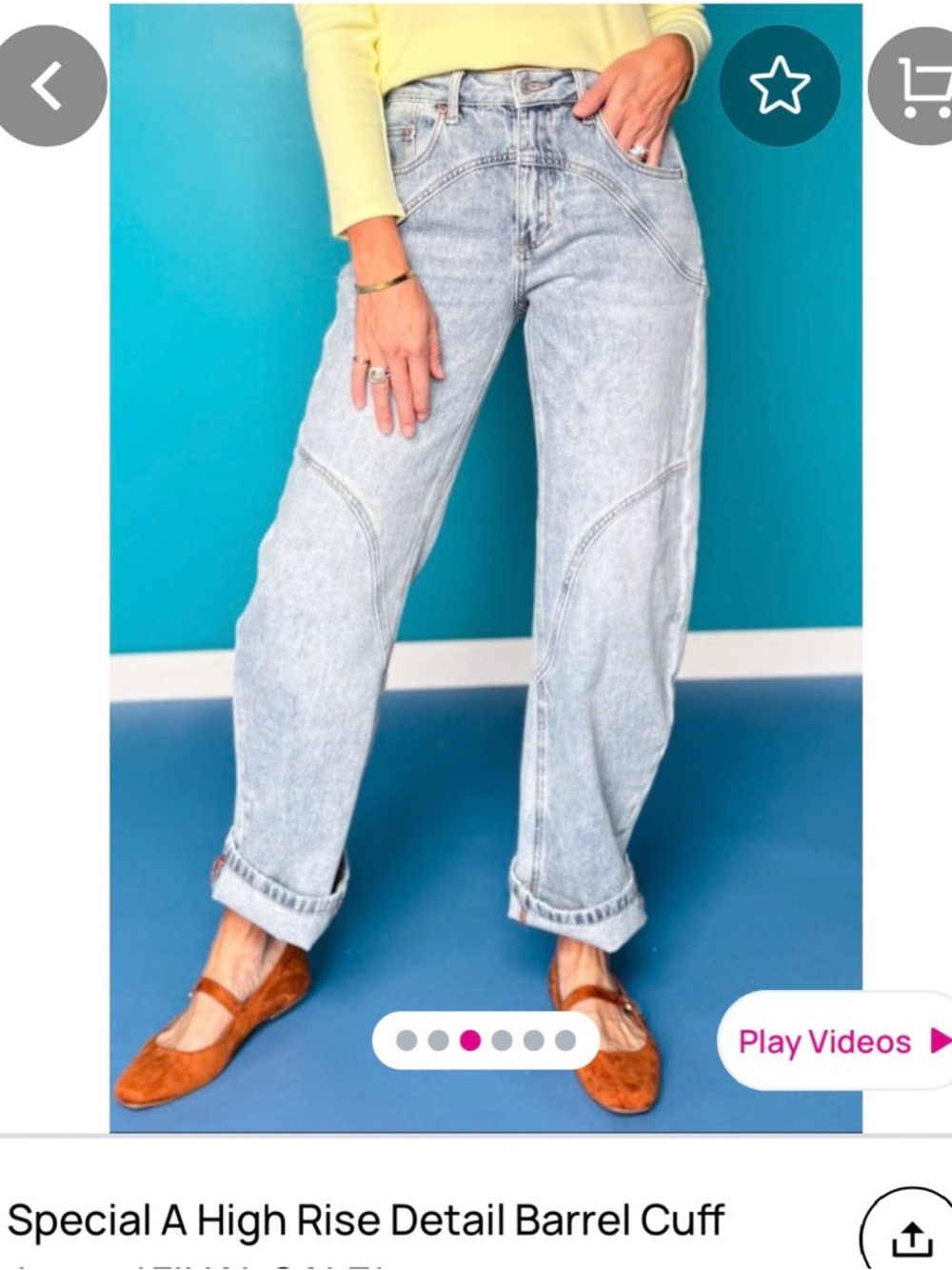 High-Rise Barrel Cuff Saige Jeans — Light Wash Blue NWT